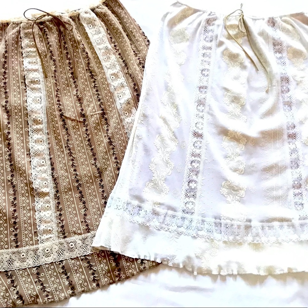 2-Boho style Anchor Blue Lined Skirts M. 1 NWT Tan & White. 1 NWOT Tan & Browns